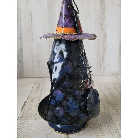 Halloween black cat tealight candle holder Witch hat unique - Picture 4 of 10